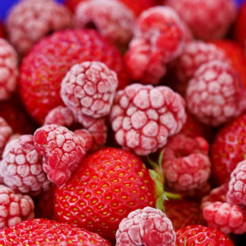 Photo of frozen raspberries and strawberries